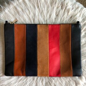 Clare V. Striped Leather Clutch